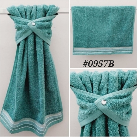 🔹️0957-B NEW "Juniper oil" Teal Green Hang'N'Snap HAND Towel *Select snap - Picture 2 of 13